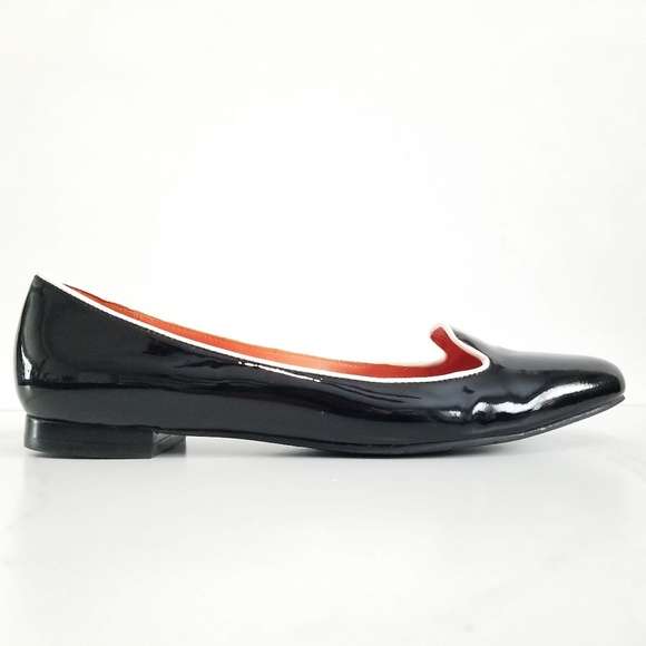 VIA SPIGA EDINA Flats Loafers Black White Patent - Picture 2 of 12